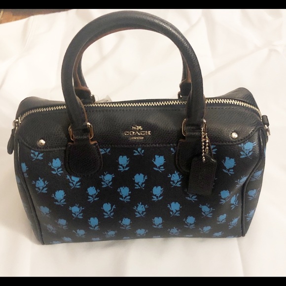 coach purse with blue flowers
